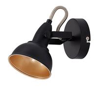 Briloner Leuchten 2049-015 Wall Light with Rotating and Pivoting Spot Light in Retro / Vintage Design Socket E14 Max. 40 Watt, Metal, Black Gold, 15.6 x 10 x 15.6 cm