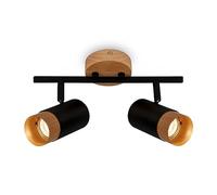 BRILONER - Adjustable Wooden Ceiling Light, Living Room, Bedroom and Kitchen, Black-Wood