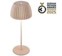 BRILONER - Riffle Rechargeable LED Table lamp IP44 with Light Edge, 14.5x36.5 cm, Touch, Replaceable Battery,LED Light, Battery Table lamp, Bedside lamp, German Design Award Winner 2025, Beige