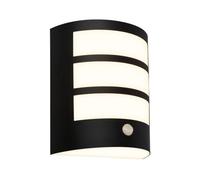 Briloner - Off Grid LED Wall Light with Motion Detector, Twilight Sensor, 20 Second Timer, Rechargeable Wall Light, Exterior Lighting, 18x15x7 cm, Black