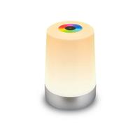 Briloner - Rechargeable LED Table Lamp, RGB IP44, Nightlight with Touch Control, Dimmable, Replaceable Battery, LED Bedside Table Light, Battery Camping Light, Outdoor, 9x13 cm, Chrome