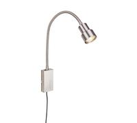 Briloner - Bedside lamp, Wall Light, Reading lamp with Flexible arm, on/Off Switch via Touch Function, 1x LED/GU10, 5 Watt, 400 Lumens, 3000 Kelvin, Metal, matt Nickel