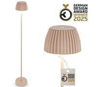 BRILONER - Riffle LED Rechargeable Floor lamp IP44 with Touch, 19x124 cm, dimmable, Memory Function, Replaceable Battery, Battery Floor lamp, Stand lamp, German Design Award Winner 2025, Beige
