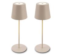Briloner - Set of 2 Rechargeable LED Table Lamps, with Touch Control, Dimmable, Adjustable Height, IP44, LED Light, Battery Table Lamp, Bedside, Cordless, Night Light, Outdoor, 12X36 cm, Beige