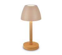 BRILONER - Rechargeable LED Table Lamp IP44 with Touch, Dimmable, Replaceable Battery, LED Light, Battery Lamp, Bedside Light, Lamp Cordless, Outdoor, 13.5X30 cm, Beige Wood