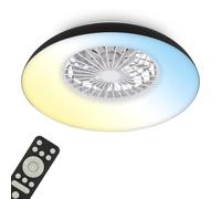 BRILONER - LED Ceiling Light with Fan, Remote Control, Quiet DC Motor with 5 Speeds, Adjustable CCT and Dimmable Lighting, LED Fan, Ceiling Fans, Lights Living Room, 60x19 cm, Black, White