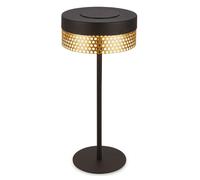 BRILONER - Rechargeable LED Table Lamp IP44 with Touch, Dimmable, Replaceable Battery, LED Light, Battery Table Lamp, Bedside Lamp, Cordless, Outdoor, 16X35 cm, Black-Gold