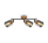 Briloner Black Smoked Glass Ceiling Light Spotlight Bar 3 Way Adjustable E27 Bulbs Sold Separately 47Cm