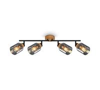 Briloner Black Smoked Glass Ceiling Light Spotlight Bar 4 Way Adjustable E27 Bulbs Sold Separately 68Cm