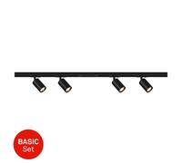 BRILONER Black Starter Set 4xGU10 Max 9W Requires Bulb LED Rail System Briloner Black