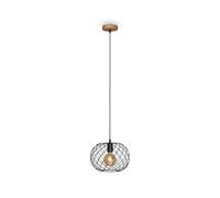 BRILONER Black Wood 1xE27 Requires Bulb Pendant Light Briloner Black