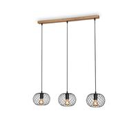 BRILONER Black Wood 3xE27 Requires Bulb Pendant Light Briloner Black