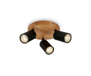 BRILONER Black Wood 3xGU10 9W Requires Bulb Spotlight Briloner Black