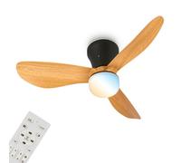 BRILONER - LED Ceiling Light with Fan, Remote Control, Quiet DC Motor with 3 Speeds, Adjustable CCT and Dimmable Lighting, Removable Blades, LED Fan, Ceiling Fans, 78x26 cm, Black and Wood