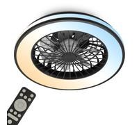 Briloner - CCT Ceiling Fan with 5-Speed Lighting, Remote Control, dimmer, Living Room lamp, Ceiling lamp with Fan, 48.5x14.5cm (DxH), Black