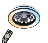 Briloner Cct Mains-Powered Led Black Remote Control Dimmable Ceiling Fan With Light (Dia)38Cm