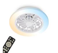 Briloner Cct Mains-Powered Led White Remote Control Dimmable Ceiling Fan With Light (Dia)38Cm