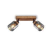 BRILONER - Ceiling lamp, Ceiling lamp, lamp, Smoked Glass, Swivel, Living Room lamp, Bedroom lamp, Kitchen lamp, Black-Wood