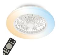 BRILONER - Ceiling Light with Fan, Remote Control, Dimmable, CCT, LED Fan, Ceiling Fans, Modern Ceiling Fan, Ceiling Lights for Living Room, Ceiling Lights Bedroom, 48.5 X 14cm, White