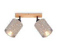 BRILONER Ceiling Spotlight with Star Decoration, Ceiling Light, Spotlight Heads, 2X E27 Each max. 25 Watts, Taupe, 285 x 130 x 155 mm (max. 259 mm)