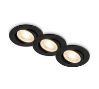 BRILONER - Set of 3 LED recessed downlights 230V, Adjustable, Warm White, Ceiling Spotlight, LED Lights, recessed spotlights, 68mm Hole, 8x2.2 cm, Black