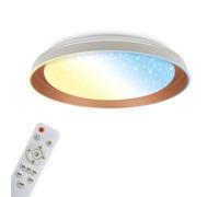 BRILONER - LED Ceiling Light with Starry Sky Effect, Remote Control, Dimmable, CCT Warm White to Daylight, Ceiling Lights Living Room, Lights for Bedroom, Kitchen Light, 43x8 cm, Warm Grey Coffee