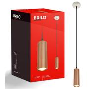 BRILONER Coffee Warm Grey Height Adjustable for GU10 Bulb Pendant Light in Brown Briloner Brown