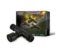 BRILONER - Connect to Shine 12V Garden System, 3 T-Connector Kit, Extension Kit, IP67 Temporary Immersion, 1 Input 2 Outputs for Bypass, 55 x 35 x 15 mm, Black