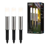 BRILONER - Connect to Shine Garden Lighting 12V, Set of 3 LED terminals with Ground Stake, Extension kit, IP44, Warm White Light, Driveway Light, 36.5x4 cm