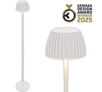 BRILONER - Riffle LED Rechargeable Floor Lamp IP44, 19X124 cm, Cordless Lamp, Touch Dimmable, Memory Function, Replaceable Battery, Living Room Standing Lamp, German Design Award Winner 2025, White