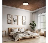 Briloner Duck LED ceiling light, black, Ø 38 cm, fabric, 3000K