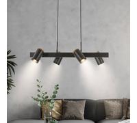Briloner Duta pendant light, length 120 cm, matt black, metal, 4-bulb.