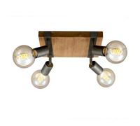4 Way Ceiling Light Spotlight Lamp Retro Living Room Adjustable Black & Wood