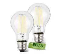 BRILONER Set of 2 A60 E27 Warm White LED Bulbs Class A in Black Briloner Black
