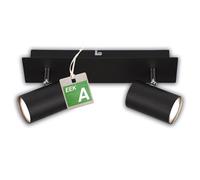BRILONER - EEK A LED Ceiling Spotlight, 3000K Warm White, 2W Each, 450 Lumen Each, Approx. 50,000h Light, Modern Black Metal, 29 x 8 x 12.3 cm, Living Room, Bedroom, Kitchen, Hallway