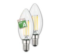 BRILONER - EER A Set of 2 Filament LED Bulbs, Energy Saving, Long Life, E14 Candle Bulb, Warm White Light, 4W, 840lm, LED Light, Energy Efficient LED Bulb, 35x98 mm