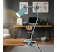 Briloner Fleks LED clip-on light, dove blue, flexible, metal