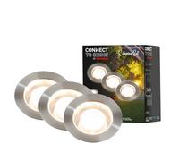 Briloner - Garden Lighting Connect to Shine 12V, Set of 3 LED recessed Ground spotlights with Sleeve, Extension kit, IP67, Warm White, Ground recessed spotlights, 45x66mm, Silver