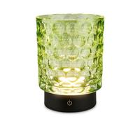 BRILONER - LED Table Lamp Cordless IP44, Glass Body, Touch, Dimmable, Rechargeable Battery & Light Source Replaceable, Bedside Light, Candle Lamp, Decorative Lamp, Christmas Lights, 15x11cm, Green