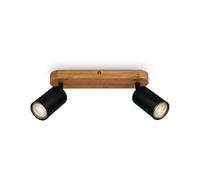 Briloner Gu10 Spotlight Black & Wood 2 Way Retro Ceiling Light