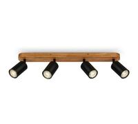 Briloner Gu10 Spotlight Black & Wood 4 Way Retro Ceiling Light