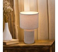 Briloner Ino table lamp, brown, height 38 cm, ceramic, fabric, E27