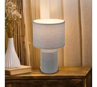 Briloner Ino table lamp, grey, height 38 cm, ceramic, fabric, E27