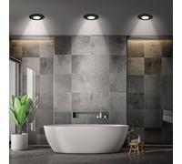 Briloner Klira LED recessed light, black, Ø 9cm, IP44, set of 3