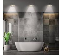 Briloner Klira LED recessed light, matt nickel, Ø 9 cm, IP44, 3 units