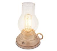 BRILONER - Rechargeable LED Table Lamp IP44 with Touch, Dimmable, Replaceable Battery, LED Light, Battery Table Lamp, Bedside Lamp, Camp Light, Oil Lamp, Outdoor, 10.5 X 17.5 cm, Beige-Crafted