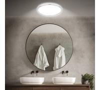 Briloner LED bathroom ceiling lamp Pulap, Ø 42 cm, chrome-coloured/white metal