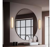 Briloner LED bathroom wall lamp Pil, wood-coloured, width 35 cm, plastic