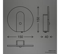 Briloner LED battery wall lamp Taro, light gold, Ø 15 cm, sensor