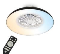 BRILONER - LED Ceiling Light with Fan, Remote Control, Quiet DC Motor with 5 Speeds, Adjustable CCT and Dimmable Lighting, LED Fan, Ceiling Fans, Lights Living Room, 48.5x16 cm, Black, White